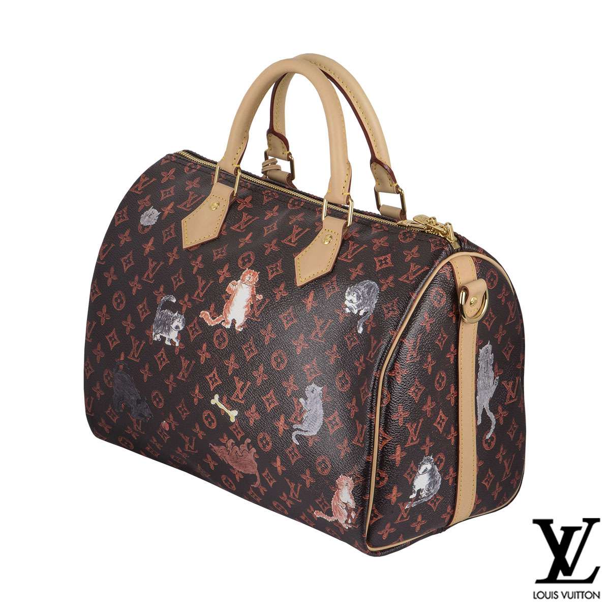 Louis Vuitton Speedy Bandouliere Bag Limited Edition Grace Coddington  Catogram Canvas 30 Brown 569911